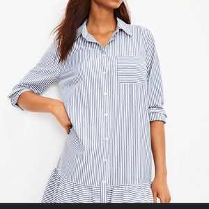 LOFT. Size Small. Striped shirt dress